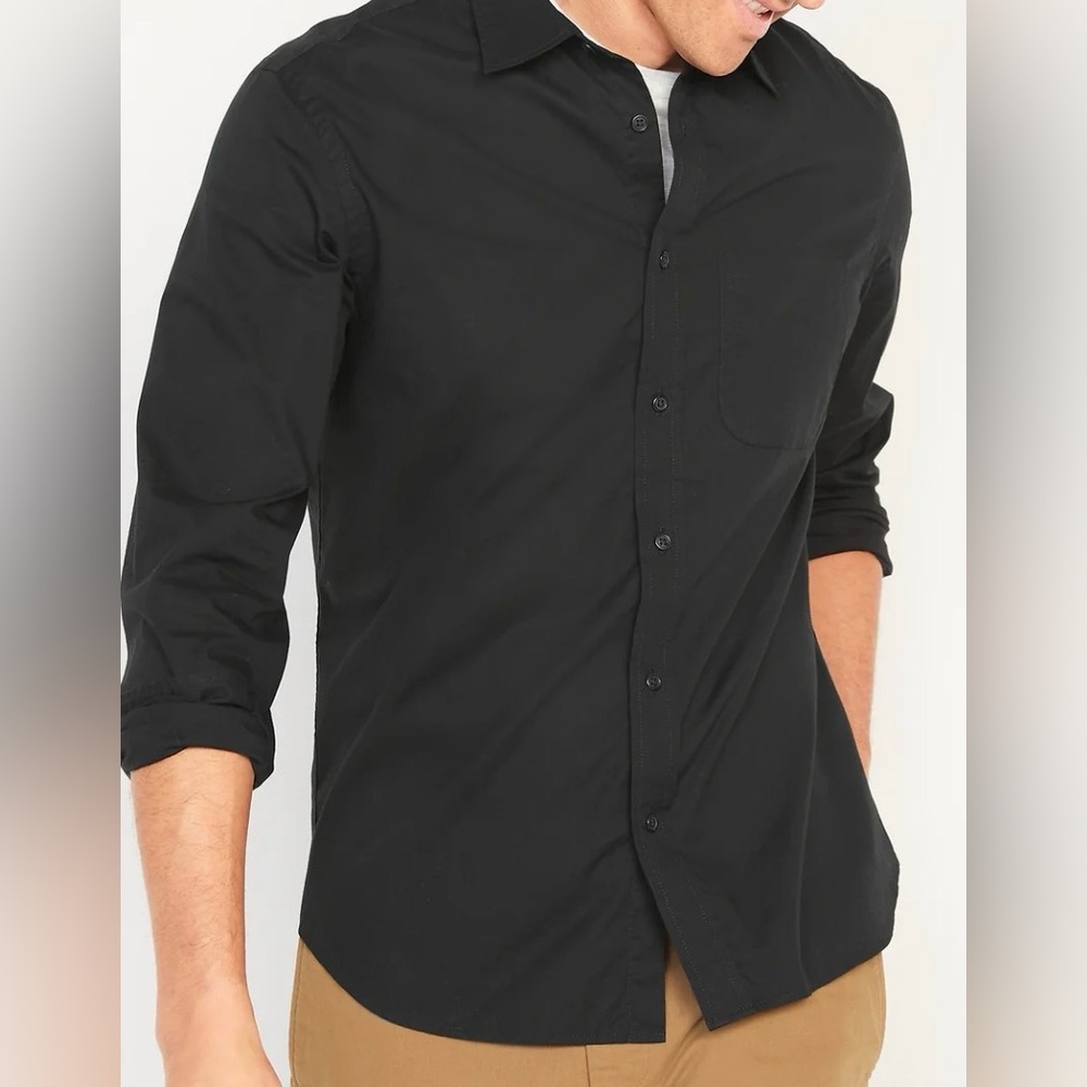Old Navy Slim Fit Built-In Flex Everyday Shirt in Black Size XL